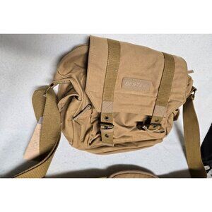 Bestek Canvas Messenger Bag For Cameras W/ Adjustable Strap & Buckles Khaki